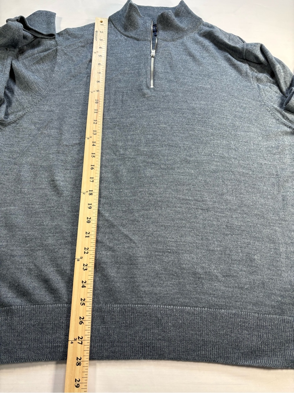 J.Crew Mens XXL Grey Merino Wool 1/4 Zip Pullover Sweater - Picture 4 of 6